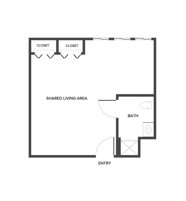 A memory care shared suite floor plan.