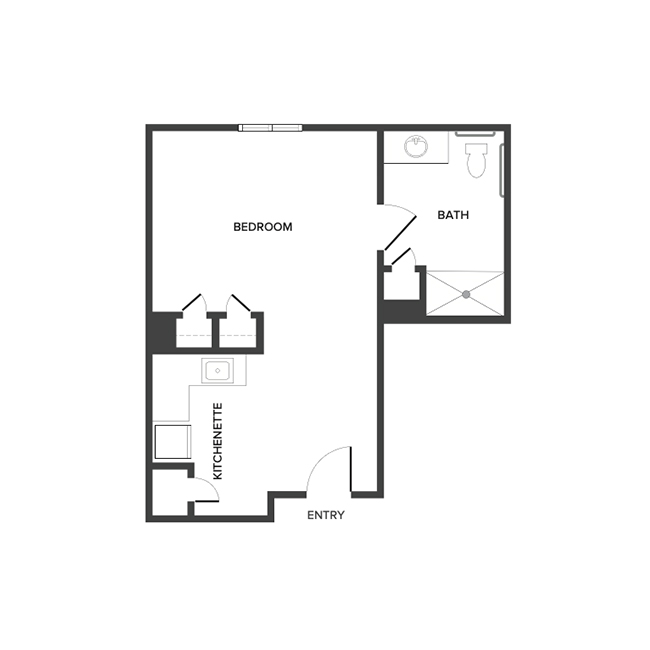 A one bedroom floor plan with approximately 548 square feet.