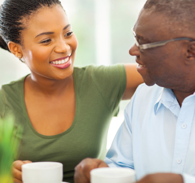 Two people having coffee.