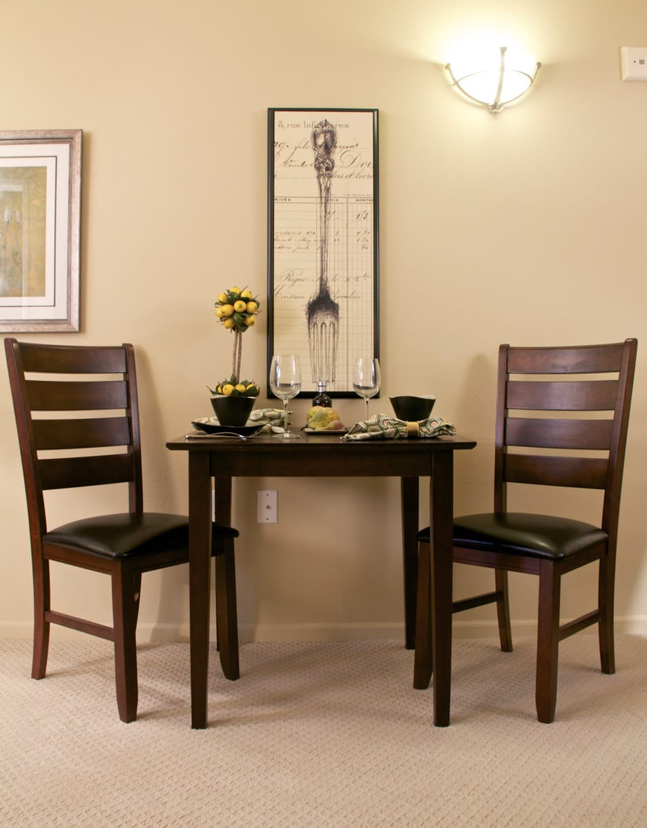 small set dining table with two chairs