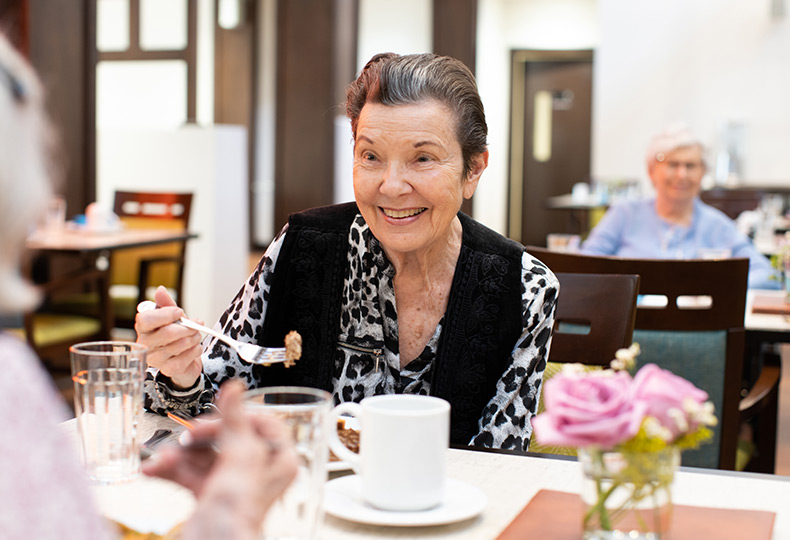 A resident out to eat with friends.