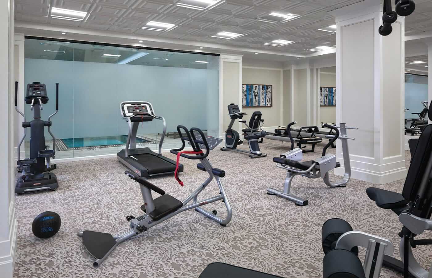 The on-site fitness centre features a variety of cardio equipments and free weights available for staff to use either on their own or with a personal trainer.