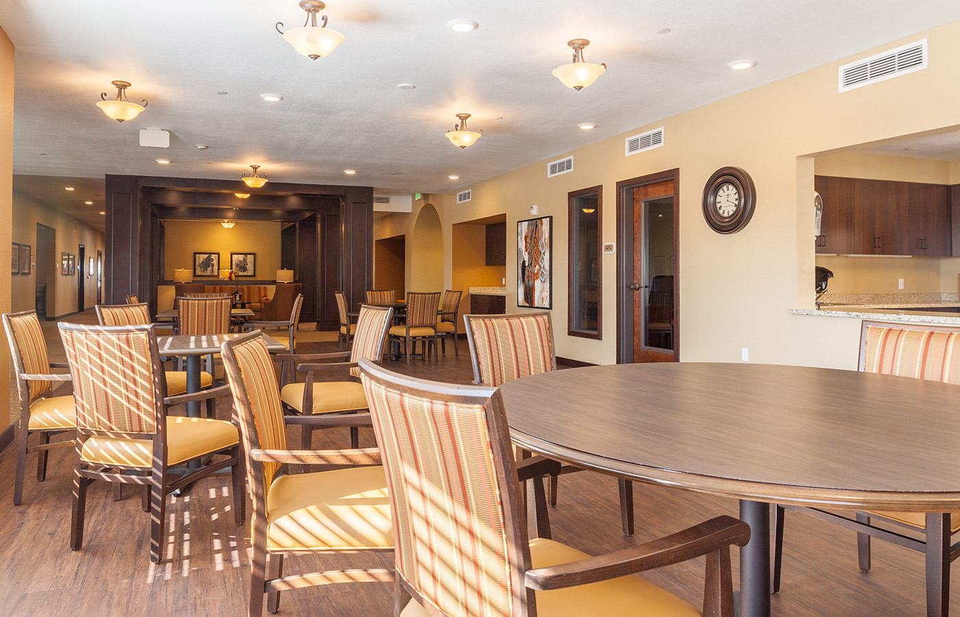 Spacious and bright dining room.