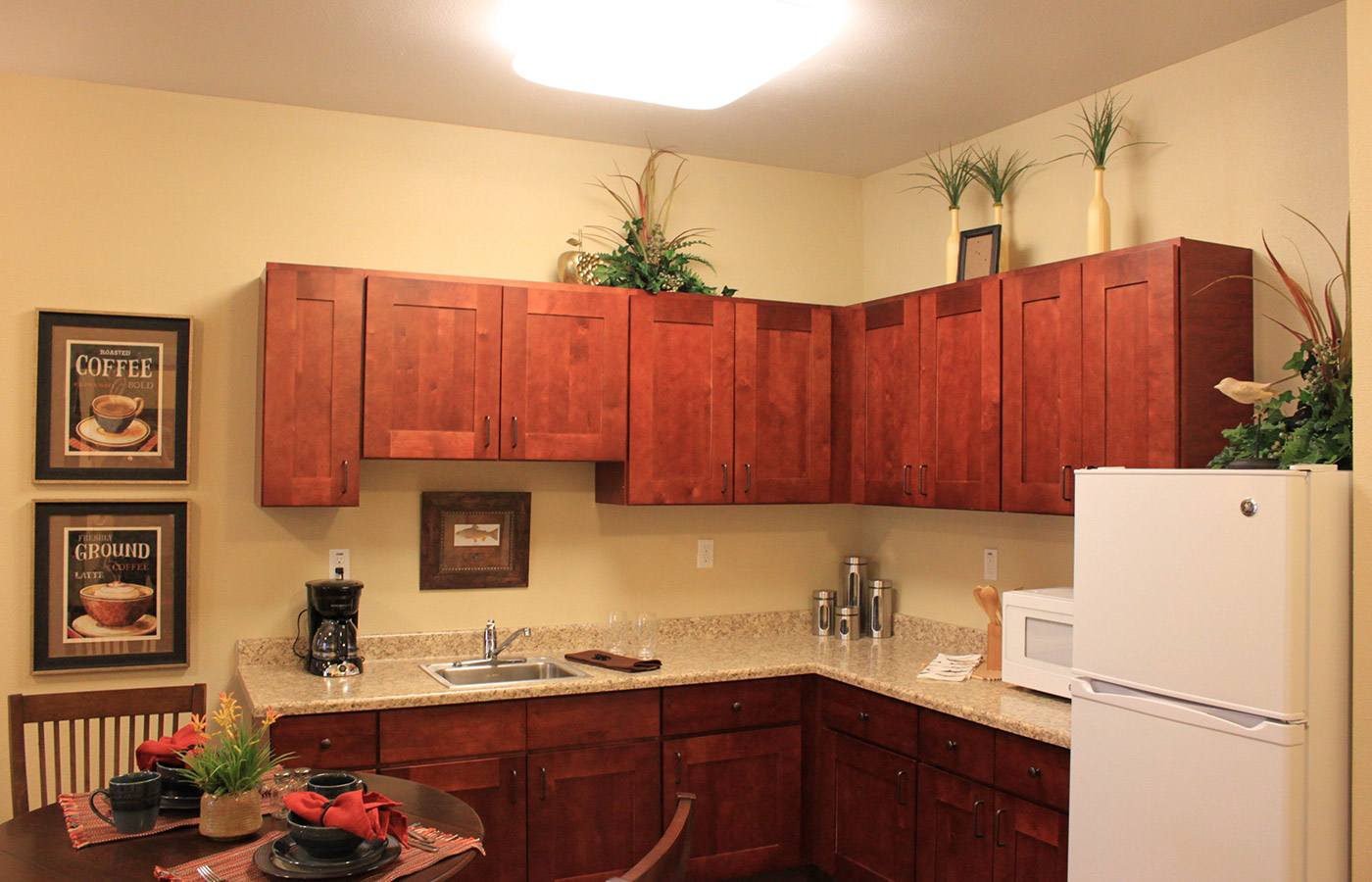 Kitchen in one of the apartment at The  Caliche Senior Living.