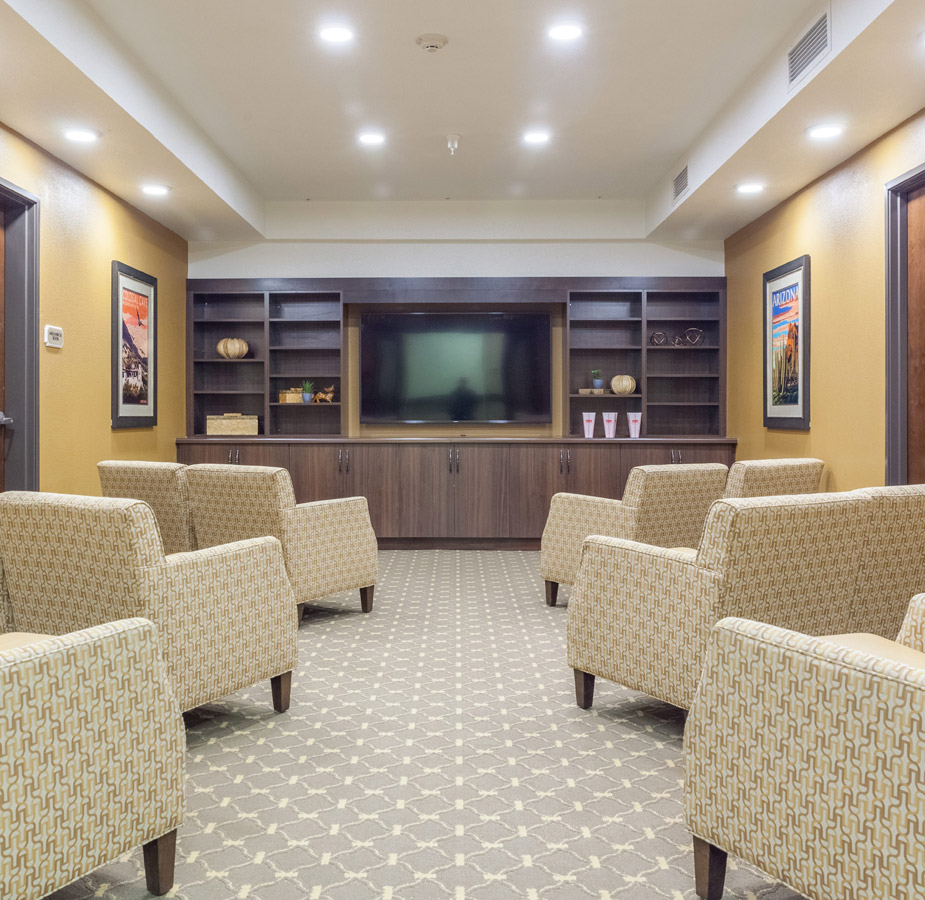 Theater room in Caliche Senior Living.