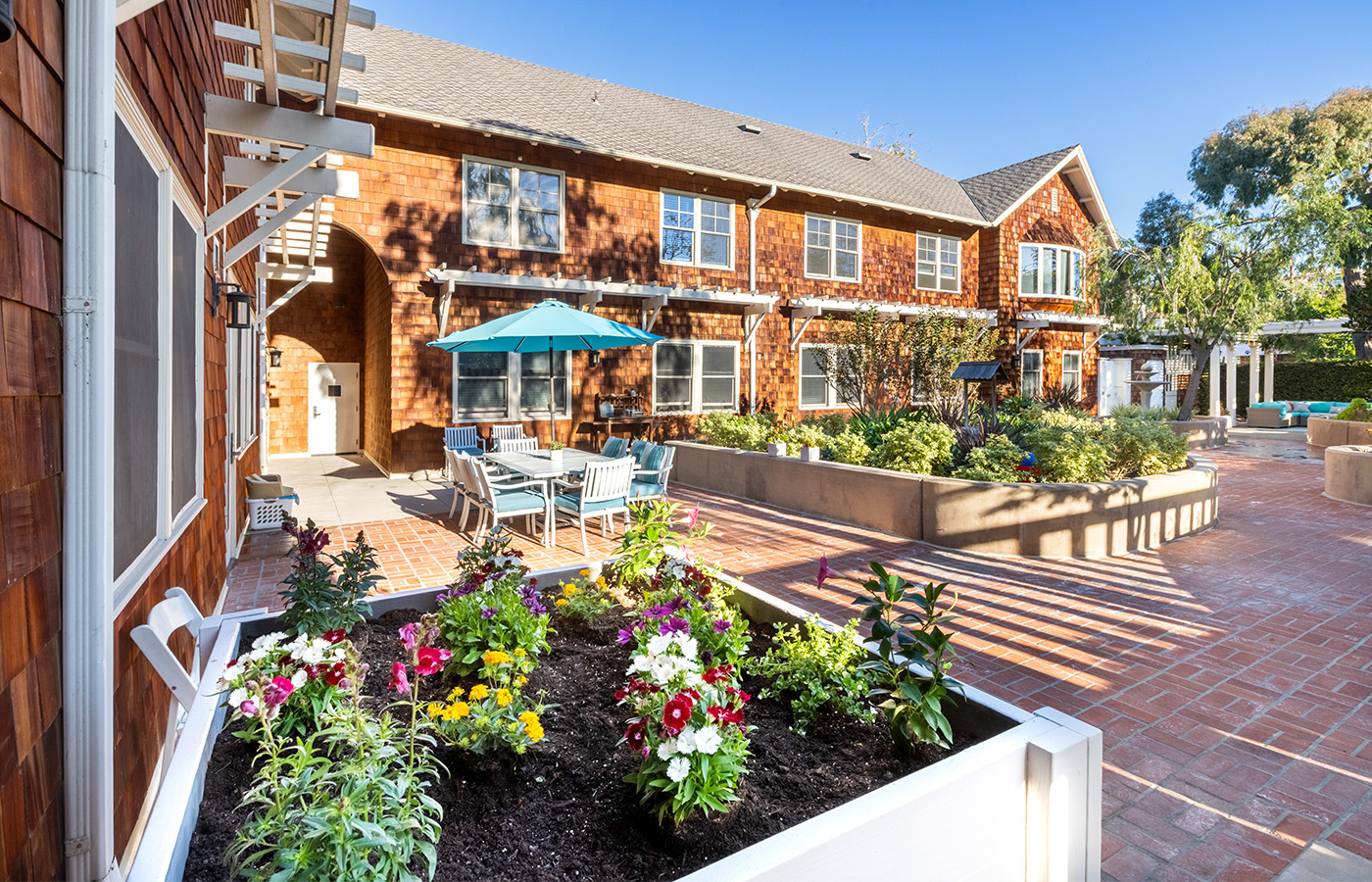 Patio and garden at Crown Cove.