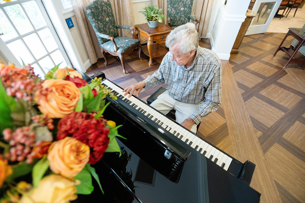 A resident is playing the piano.