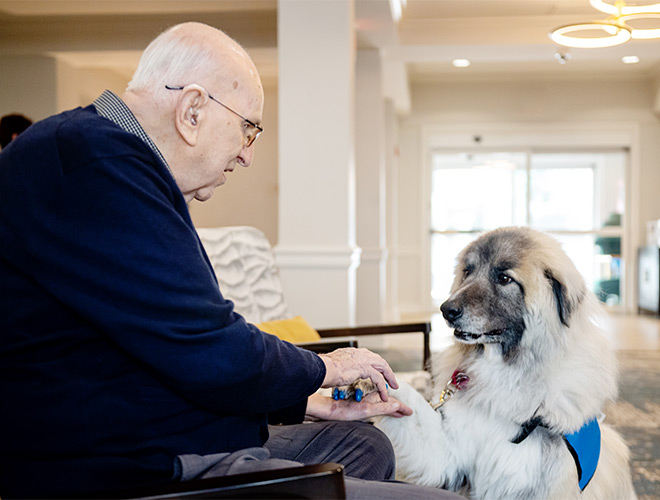 A person with a service dog.