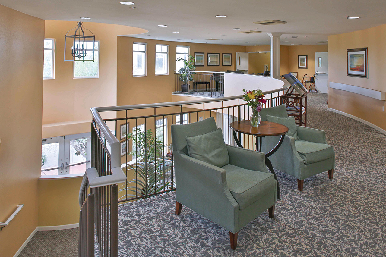 Fremont Hills lobby with seating area.