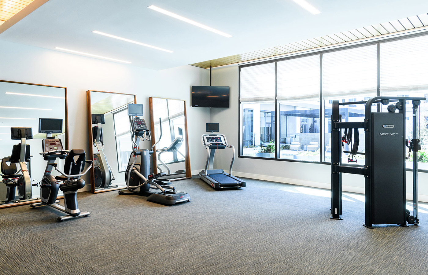 The fitness center at The Watermark at Houston Heights.