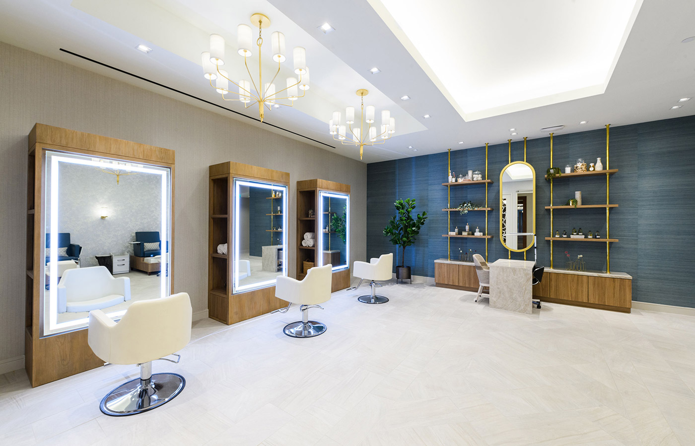 bright elegant salon area
