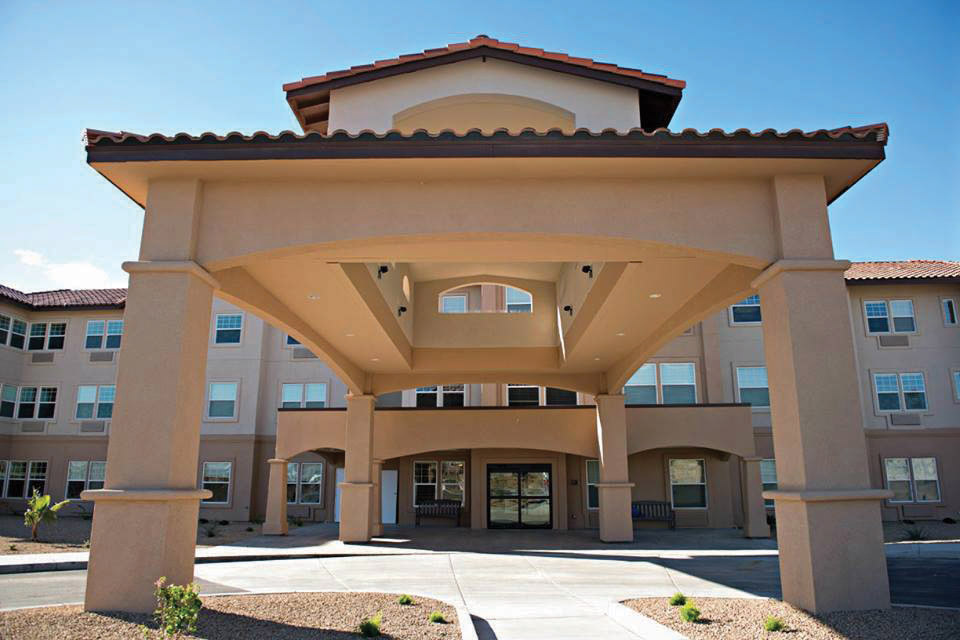 Exterior front entrance for Joshua Springs Senior Living.