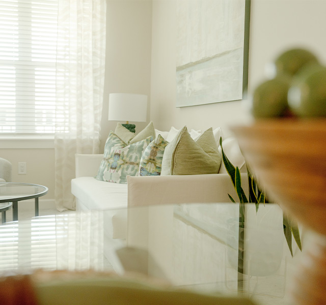 A fully furnished living room.