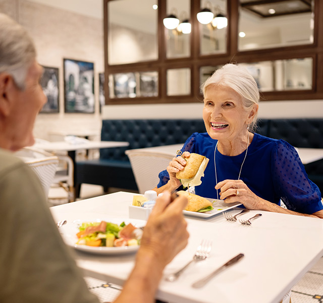 Two people having lunch.