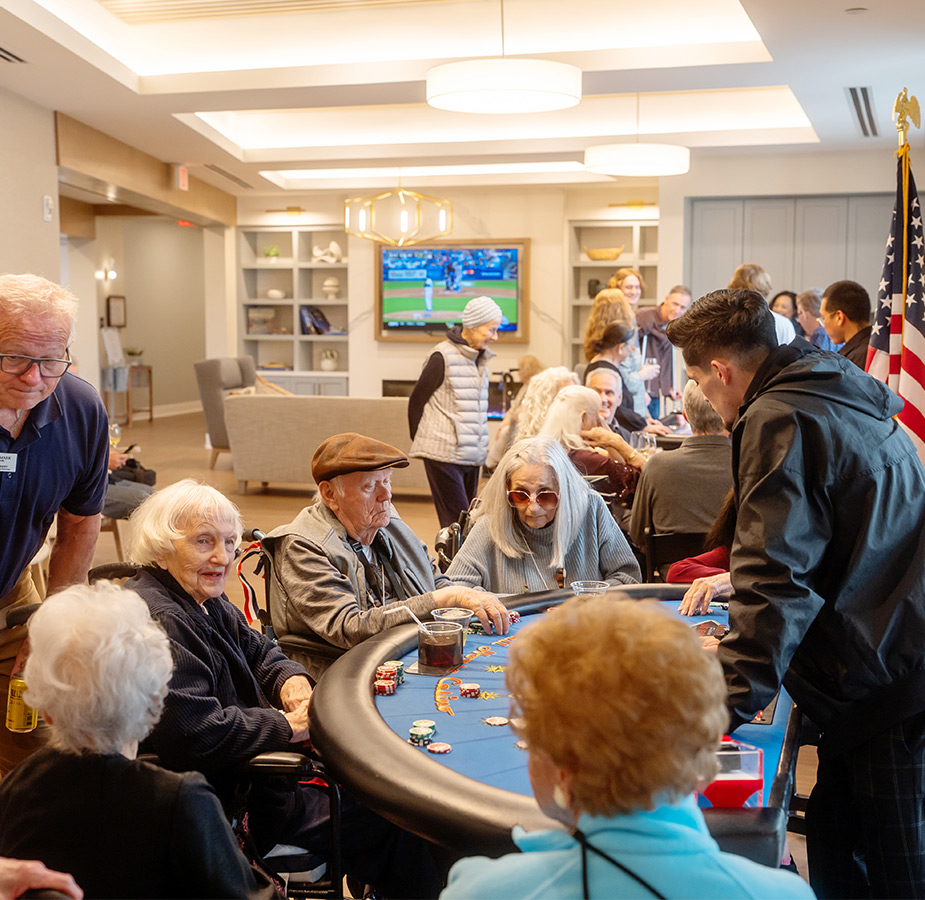 People playing cards.