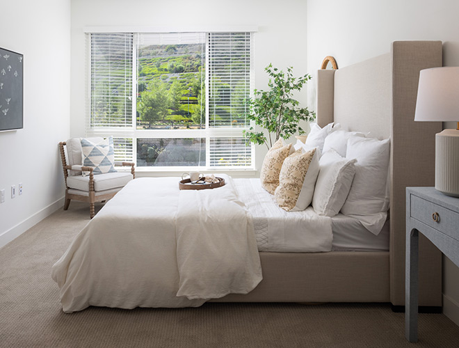 A fully furnished bedroom.