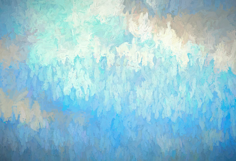 An impressionist painting with varying shades of blue.