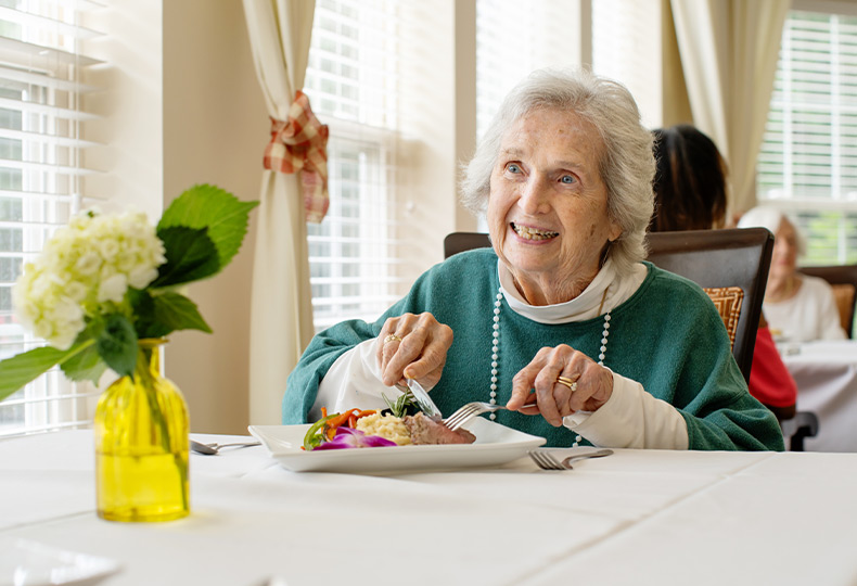 A person eating dinner.
