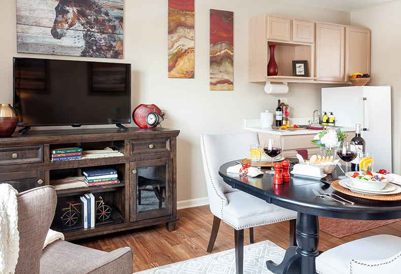 Fully furnished model apartment.