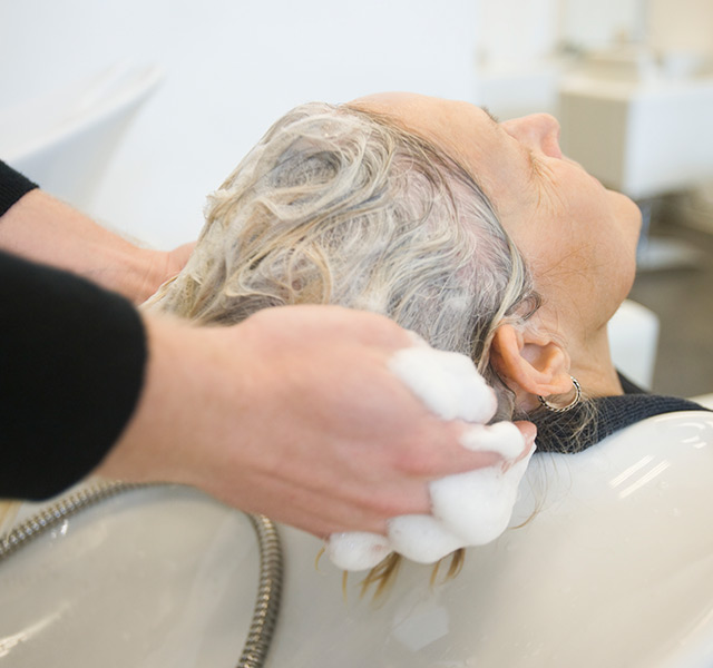 Resident getting hair done at the salon.