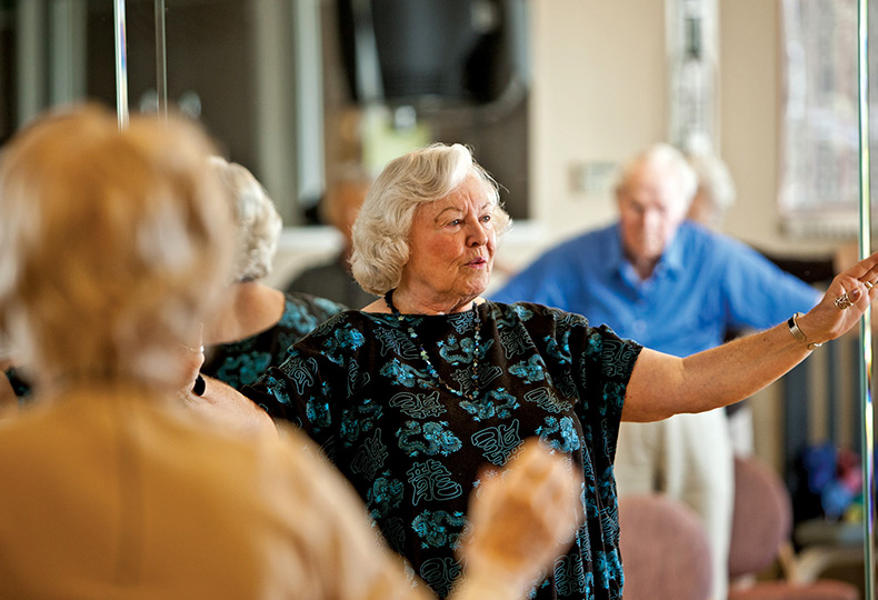 Residents enjoying tai-chi.
