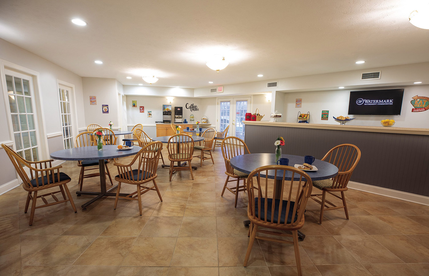 A cafe at The Legacy at Erie Station.