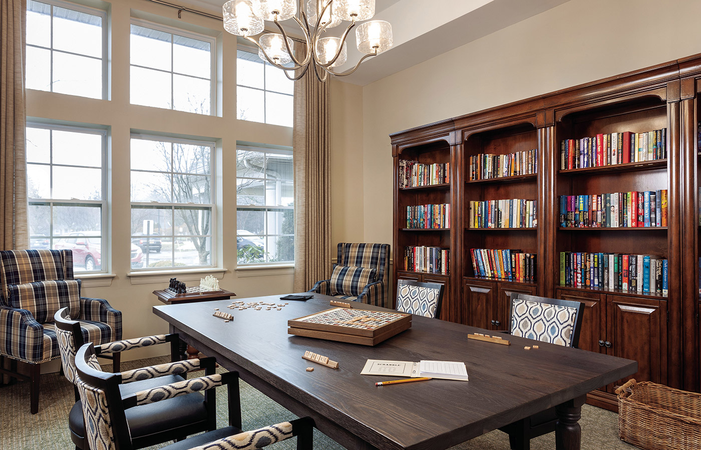 The library at The Legacy at Park Crescent.