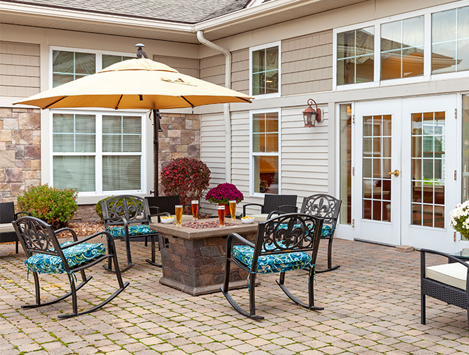 A patio at The Legacy at Fairways.