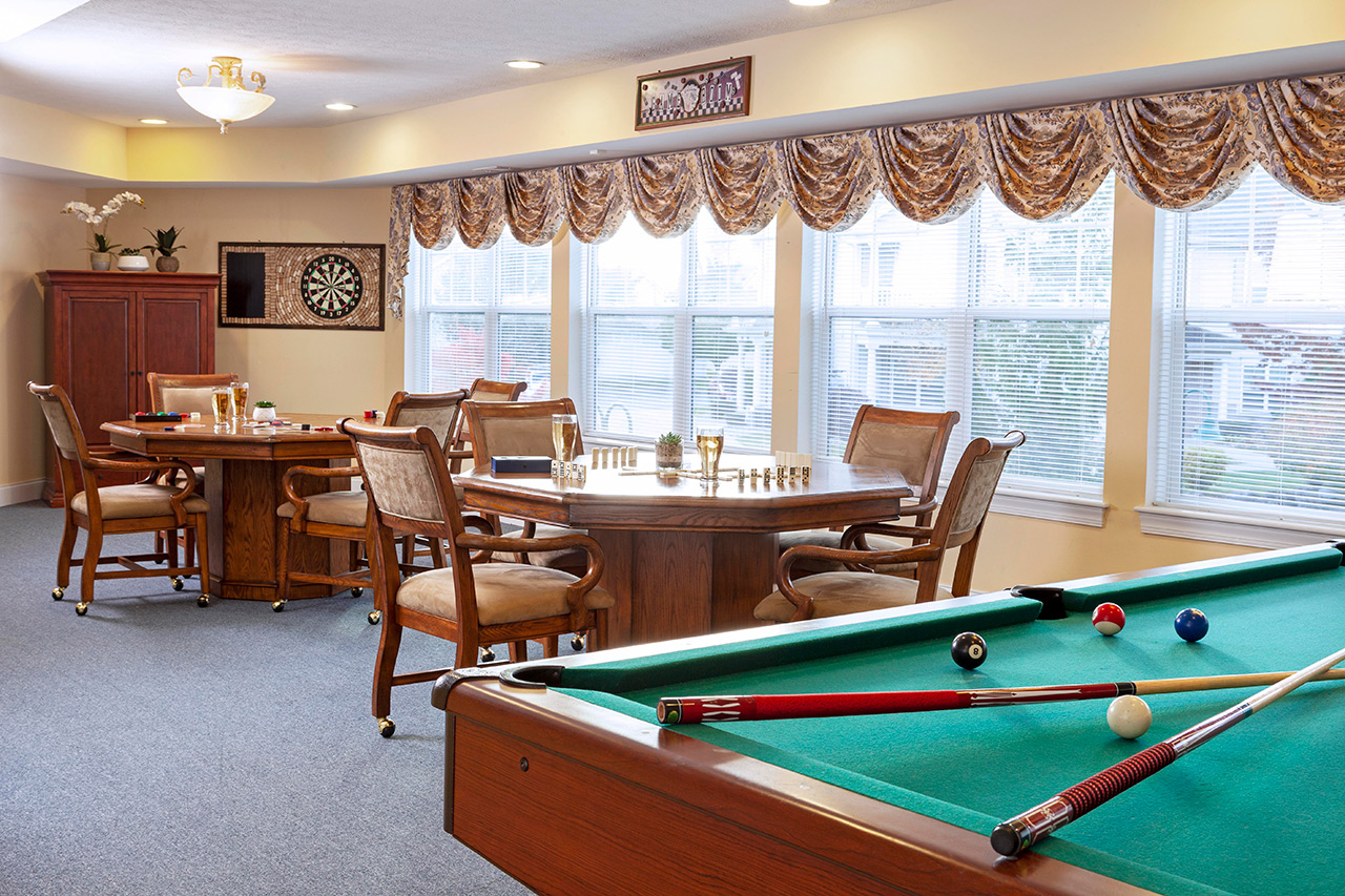 The billiards room at The Legacy at Parklands.