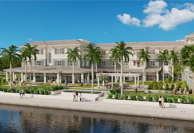 The building exterior along a canal.