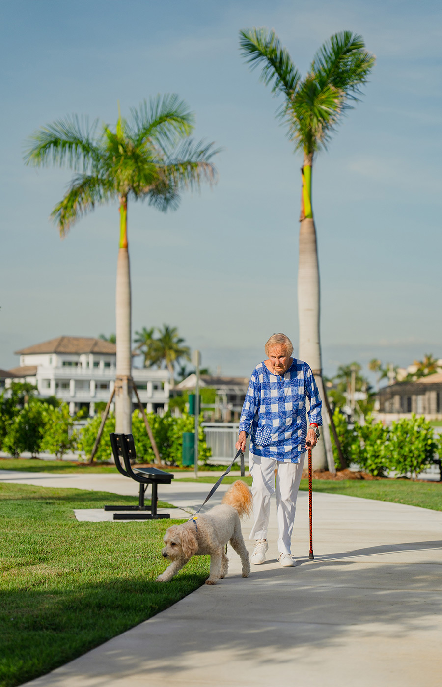 A person walking their dog.