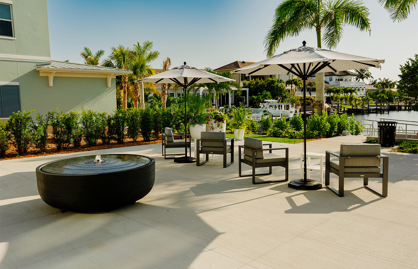 A patio with furniture.