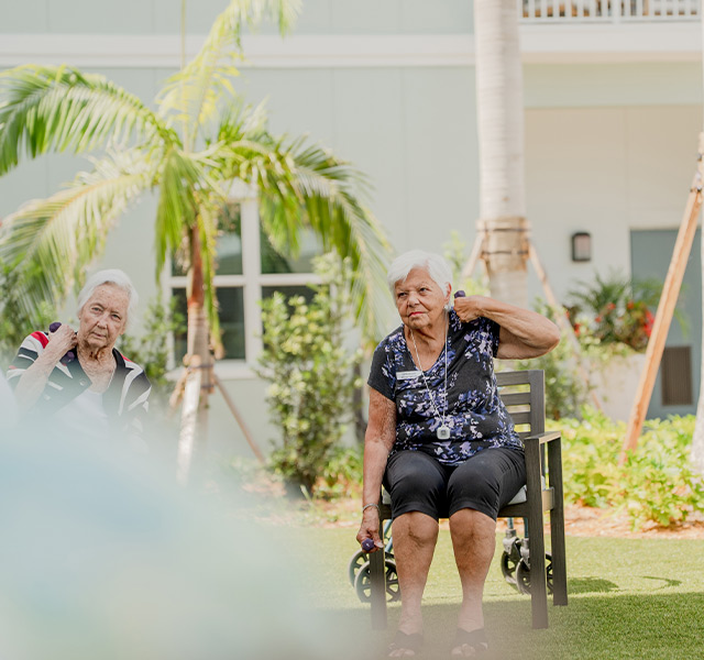 People doing seated yoga.