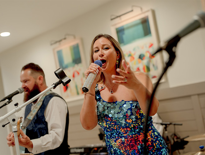 People singing in a band.