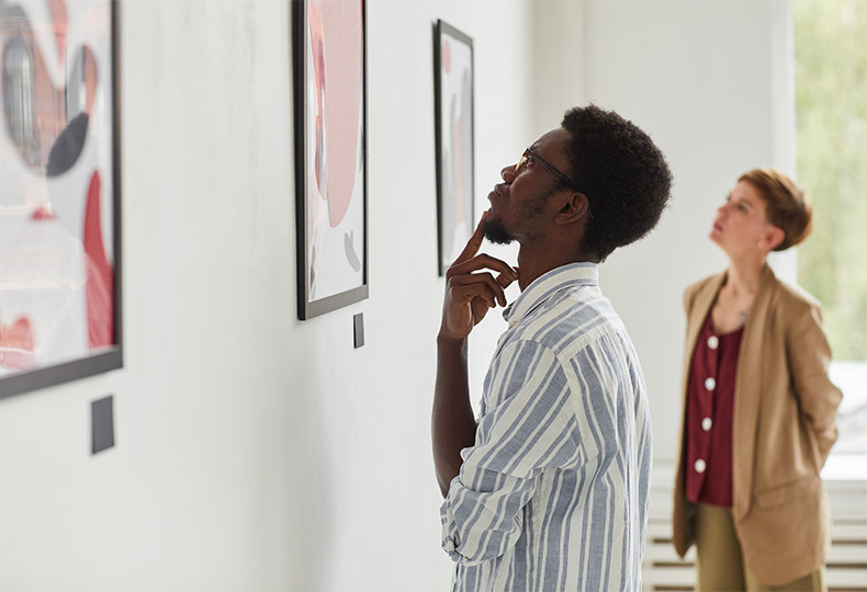 People enjoying art.