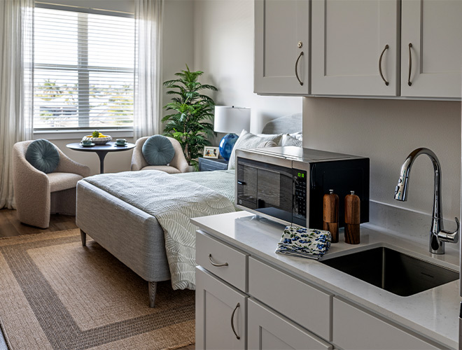 A fully furnished bedroom.