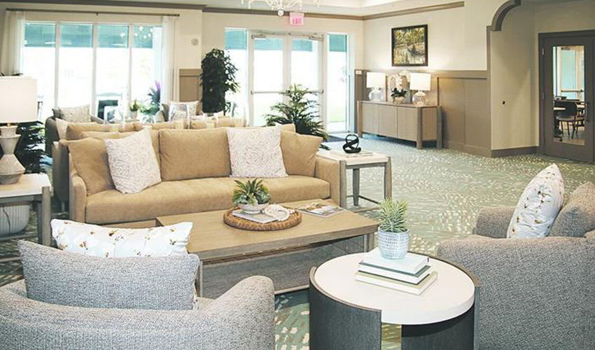 A lobby area with seating.