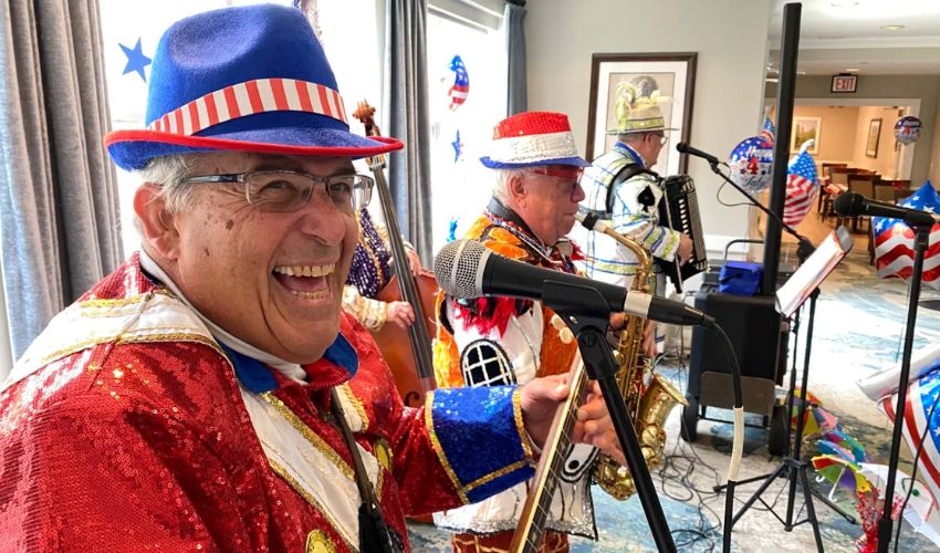 A band playing music at an Independence Day celebration.