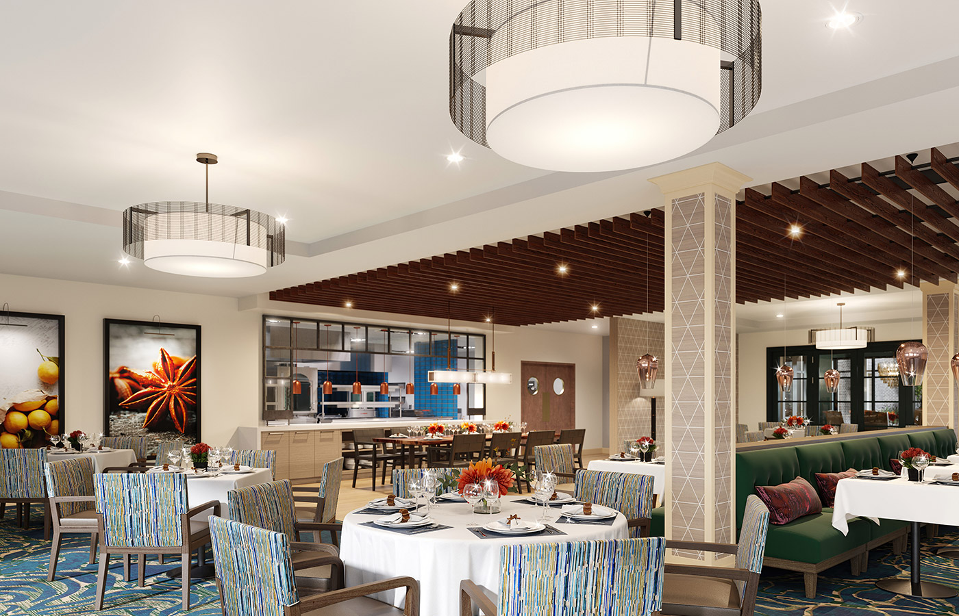 The dining area at The Skybridge at Town Center.