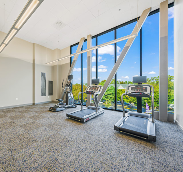 The fitness center at The Skybridge at Town Center.