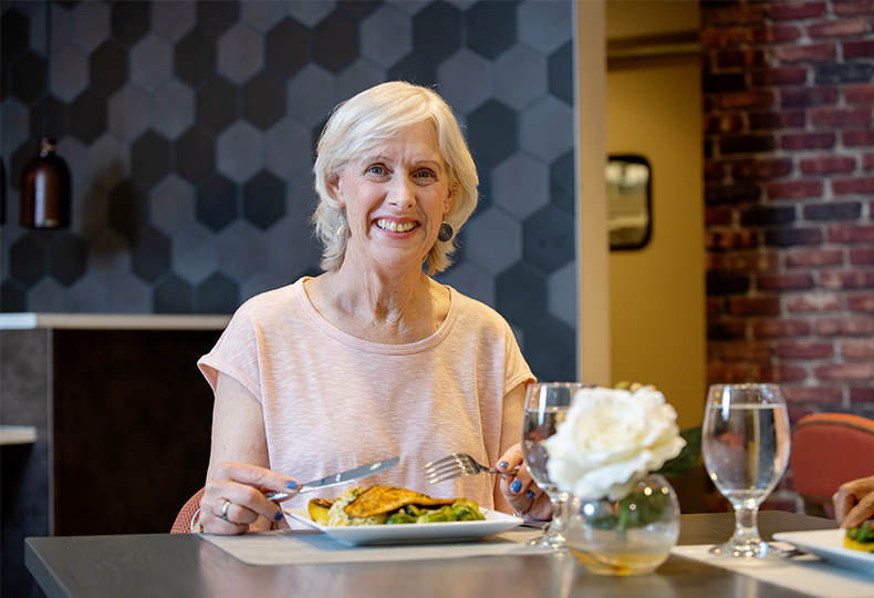A person having lunch.