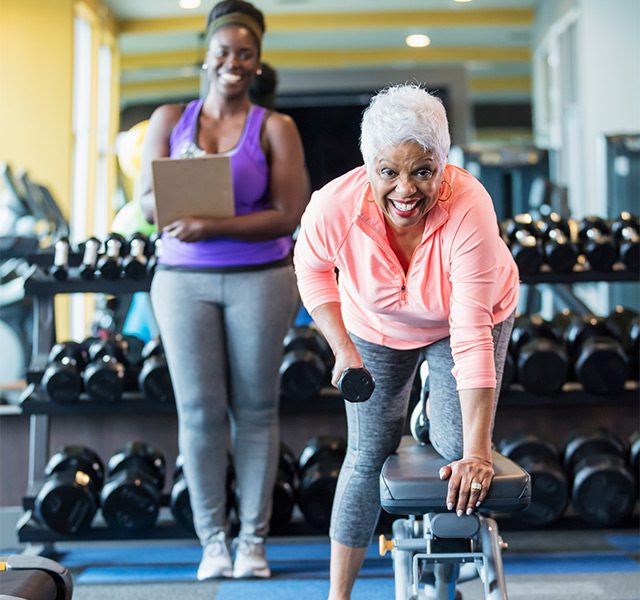 People working out in the gym.