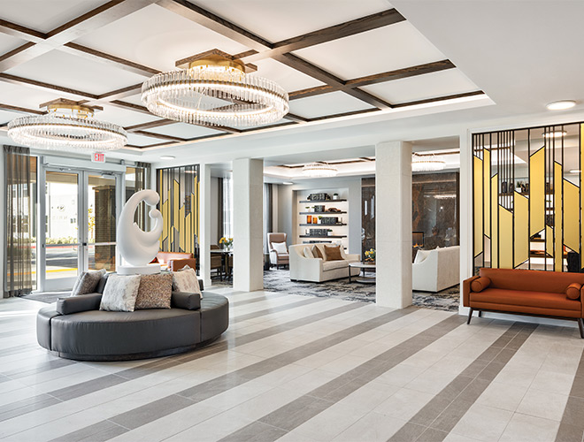 A lobby with seating.