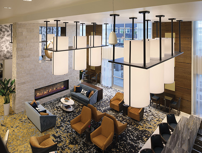 A lobby with seating.