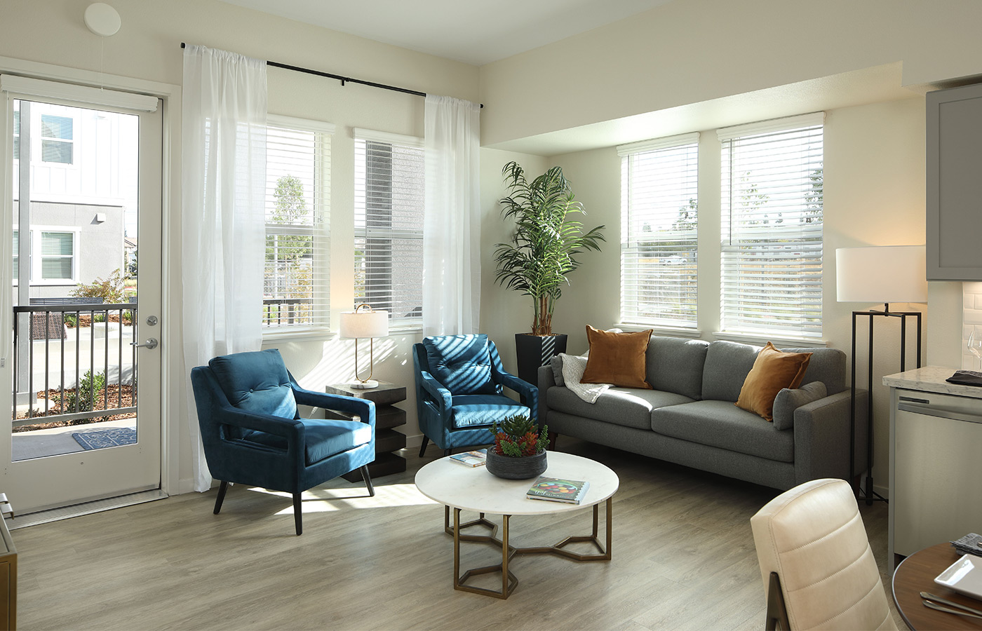 A fully furnished living room.