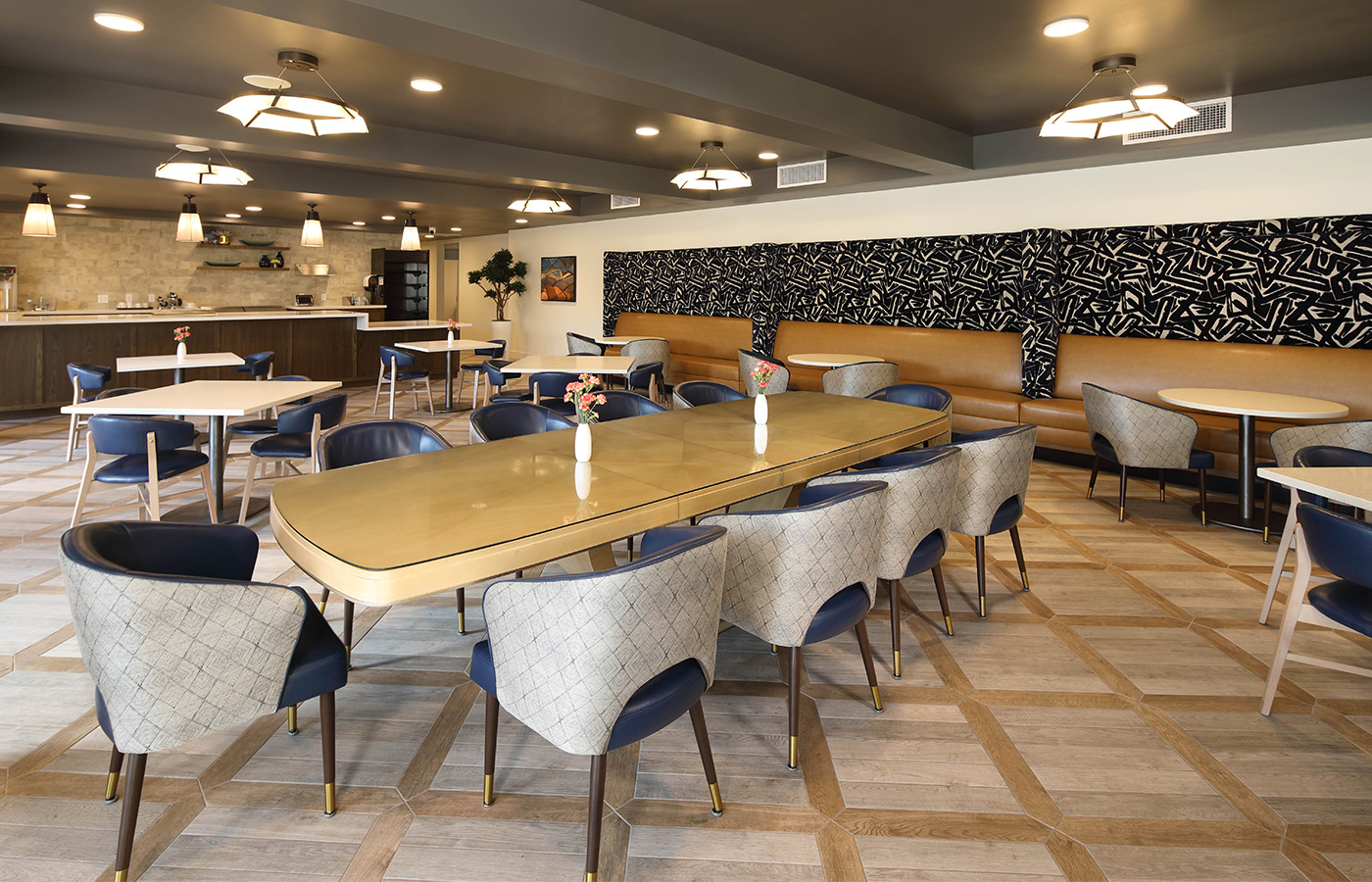 A modern dining area.