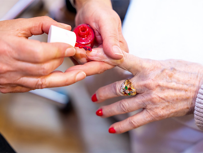 A person getting a manicure.