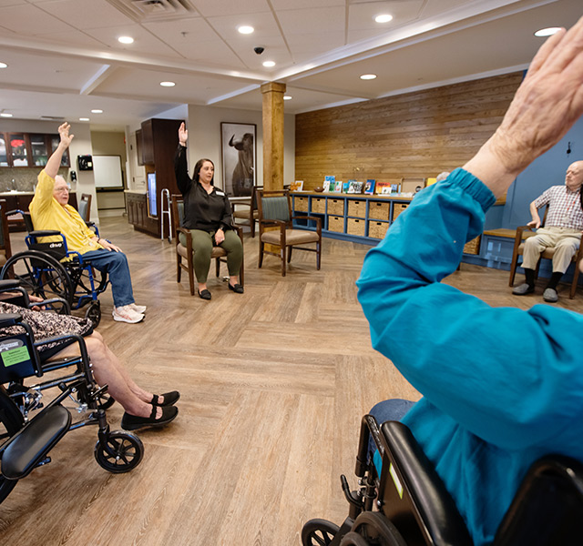 A group fitness class.