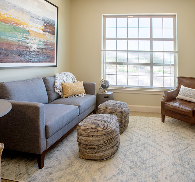A fully furnished model living room.