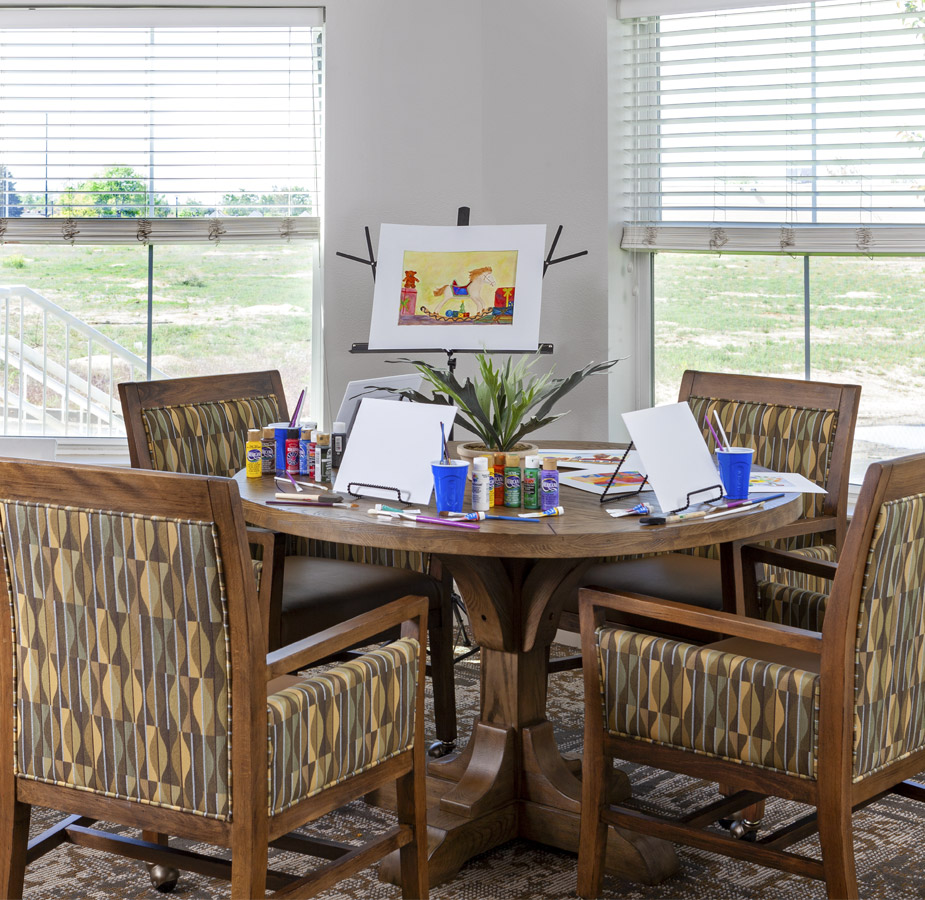 A table with painting tools.